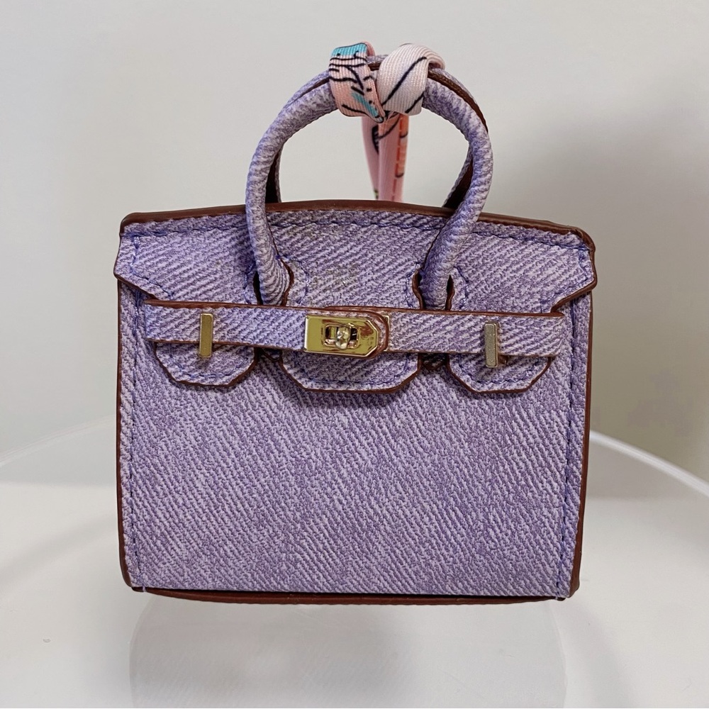 Mini Denim-Style Bag Charm / Micro Tote Keychain